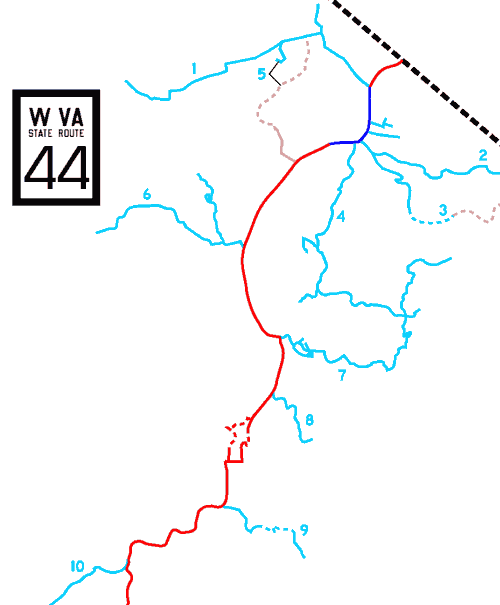 [West Virginia Route 44 map]