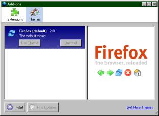 [Mozilla Firefox 2 Add-Ons dialog]