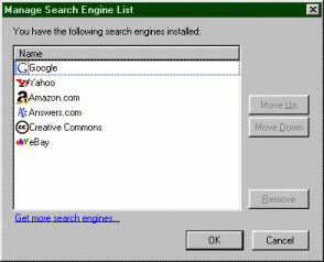[Manage Search Engine List dialog]