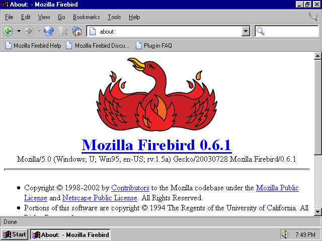 [Mozilla Firebird 0.6.1 screenshot]