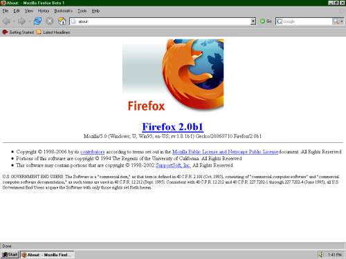 [Mozilla Firefox 2.0 beta 1 screenshot]