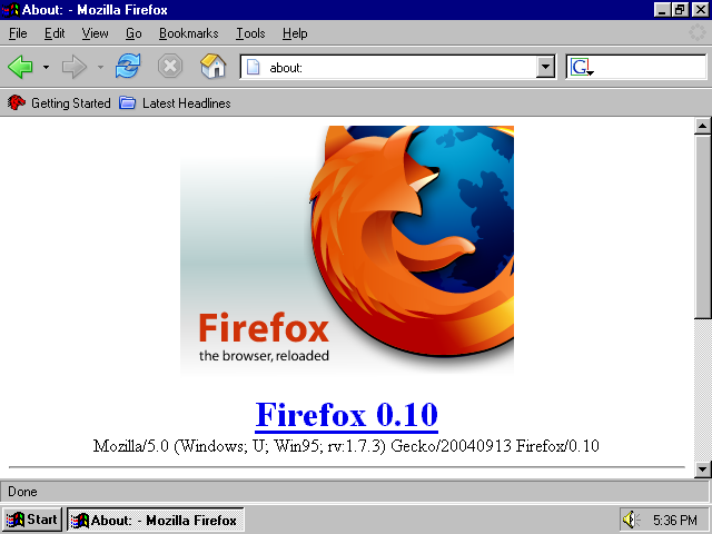 [Mozilla Firefox 1.0 Preview Release screenshot]