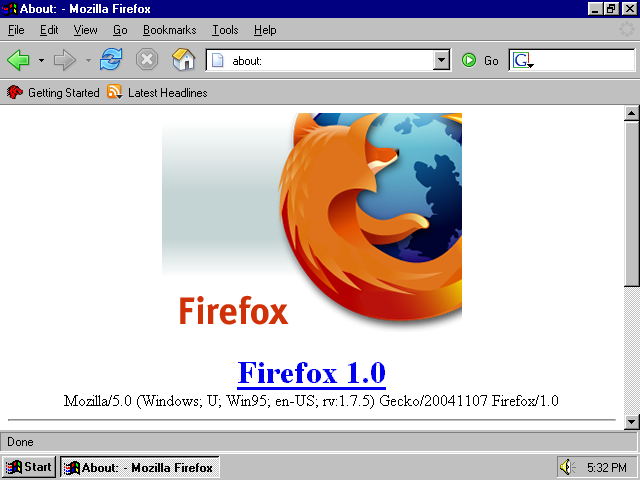 [Mozilla Firefox 1.0 screenshot]