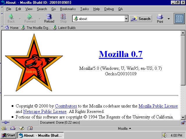 [Mozilla 0.7 screenshot]
