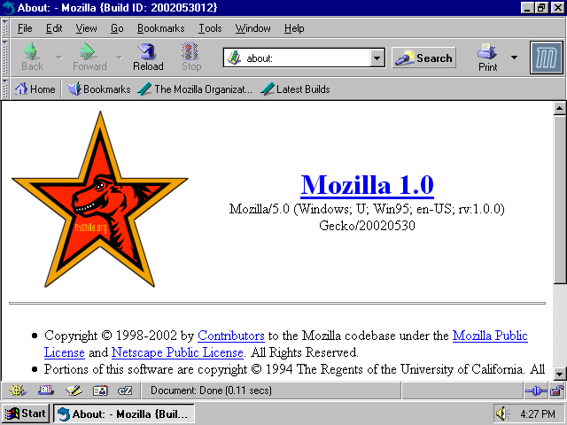 [Mozilla 1.0 screenshot]