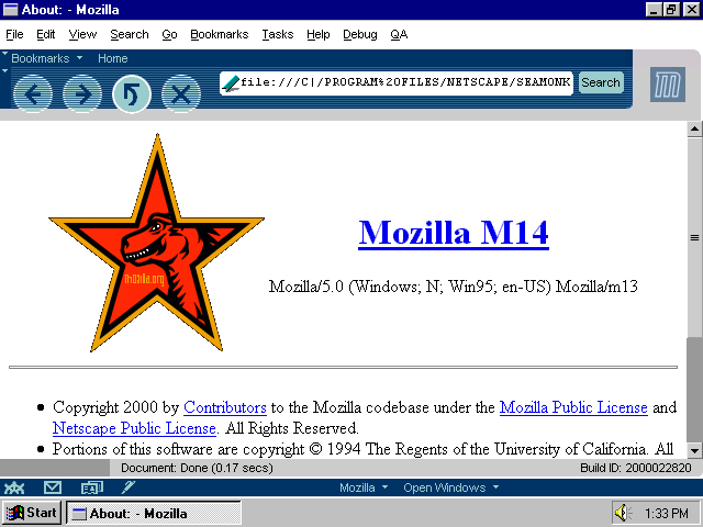 [Mozilla Milestone 14 screenshot]