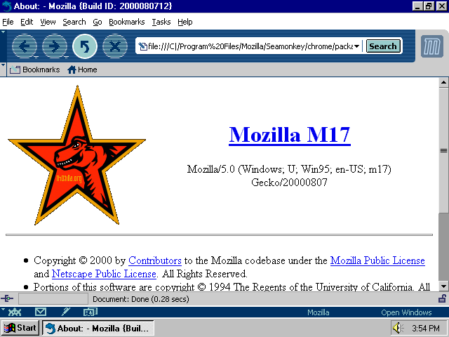 [Mozilla Milestone 17 screenshot]