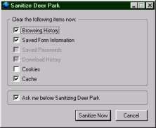 [Screenshot of Sanitize window]