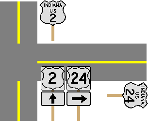 [U.S. highway signage diagram - circa 1950s]