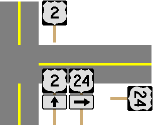 [U.S. highway signage diagram - circa 1970s]