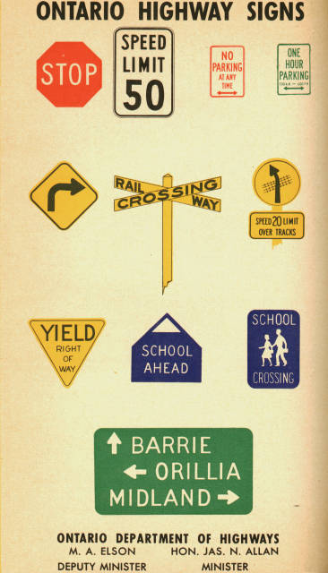 [Ontario 1956 road signs]