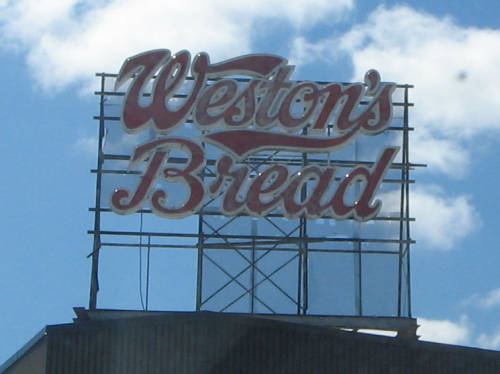 [Weston's Bread sign]