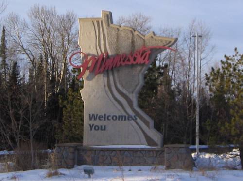 [Minnesota welcome sign just aft of the Canadian border]
