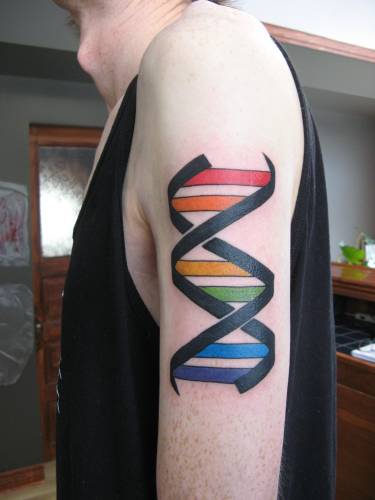 [rainbow double helix tattoo]