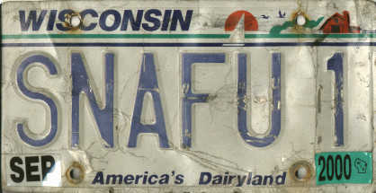 [1986-87 Wisconsin personalized plate with 2000 sticker]