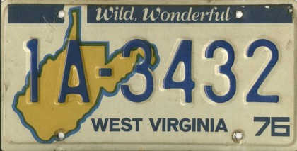 [West Virginia license plate 1A-3432]
