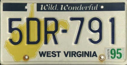 [West Virginia license plate 5DR-791]