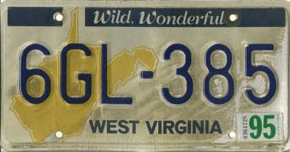 West Virginia license plate 6GL-385