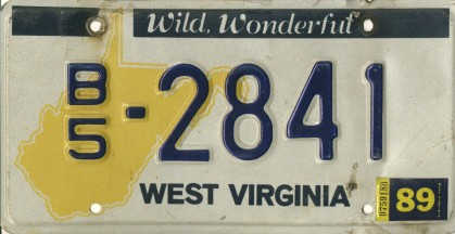 West Virginia house trailer license plate B/5-2841