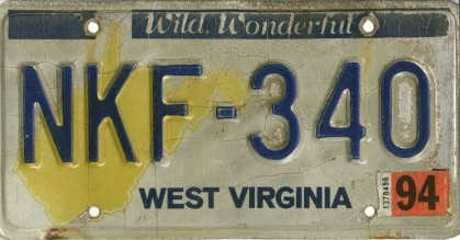 West Virginia license plate NKF-340