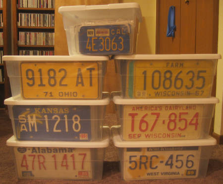 license plate storage bins