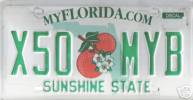 Florida license plate with web slogan