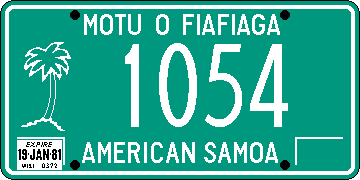 [American Samoa 1981 license plate]