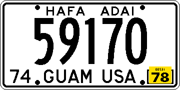 [Guam 1978 license plate]