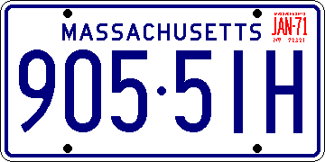 [Massachusetts 1971 license plate]
