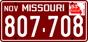 [Missouri 1953 license plate]