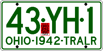 [Ohio 1943 trailer plate]