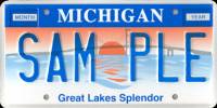 [Old Michigan bridge license plate]