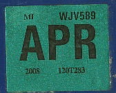 [2008 Michigan validation sticker]