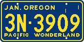 Oregon Pacific Wonderland license plate with tab slots