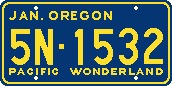 Oregon Pacific Wonderland license plate with no slots