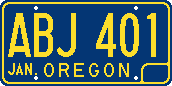 Oregon gold/blue license plate with wide spacing
