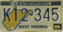 West Virginia license plate K12-345