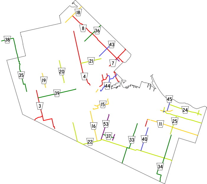 [Hamilton, ON highway map]