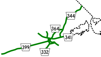 [Hamilton, ON highway map]